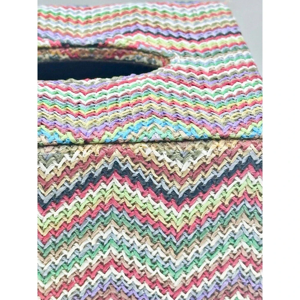 Square Tissue Box cover colorful, retro chevron pattern